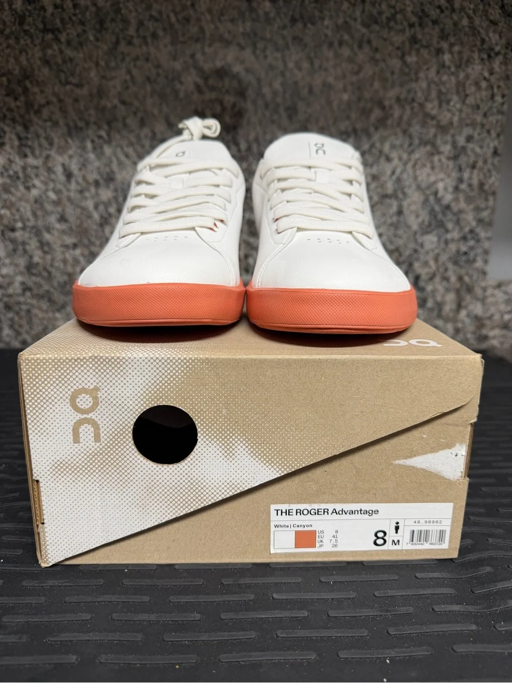 On Roger Advantage Men's Sneakers in White with Orange Sole